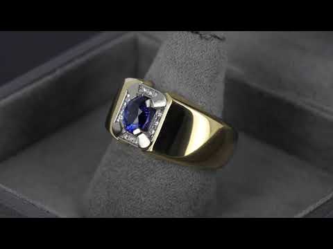 Мужской перстень с бриллиантами и сапфиром