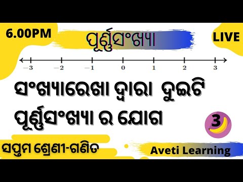 ସଂଖ୍ୟାରେଖା ଦ୍ୱାରା  ଦୁଇଟି  ପୂର୍ଣ୍ଣସଂଖ୍ୟା ର ଯୋଗ|। Class-7 math|Chapter-1| Aveti Learning|Odia Medium