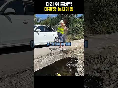 다리 위에서 몰래 볼일 보려다 밑에서 날아온 물벼락에 영혼까지 털린 <strong>기사</strong> ㅋㅋㅋ #상황극 #웃긴영상 #참교육 #노상방뇨 #레전드