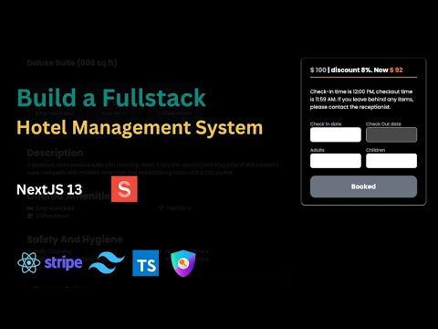 Fullstack Hotel Management Website: Next.js 13, React, CMS, Sanity.IO, Tailwind Stripe | Deployment