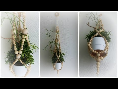 Blumenampel aus Holzperlen *DIY* Beaded Hanging Planter [eng sub]