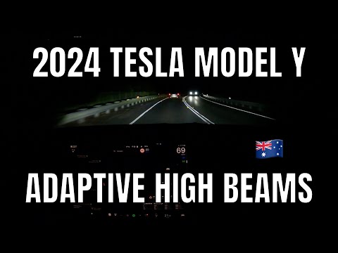 2024 Tesla Model Y Pixel Matrix Adaptive Headlights Test Australia