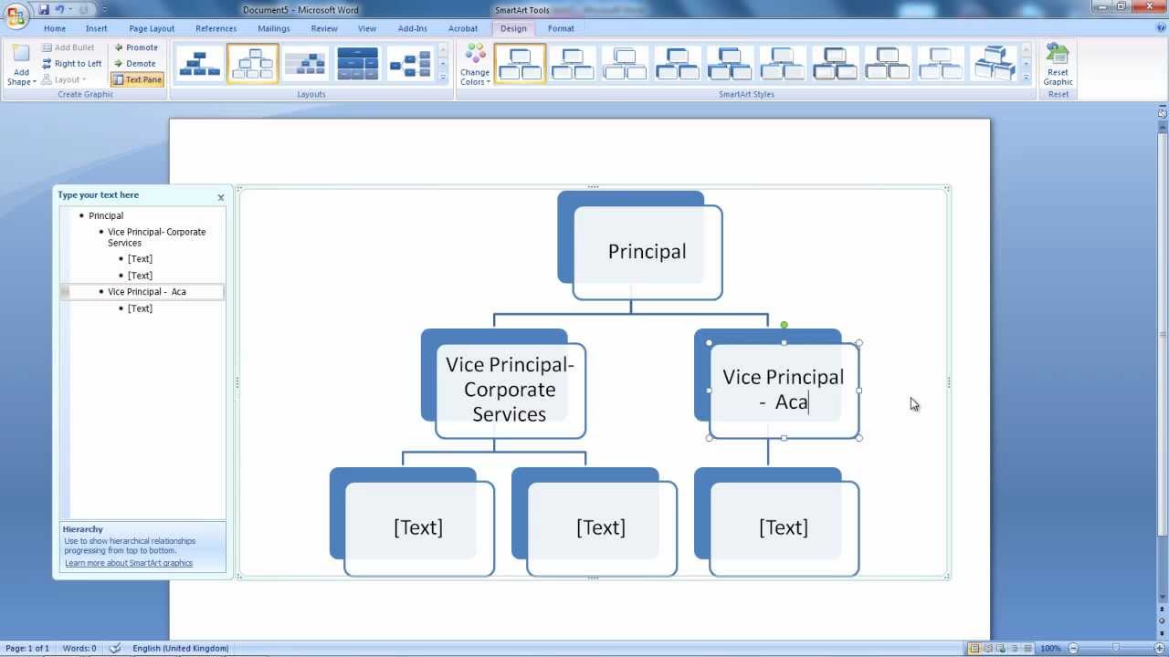 How To Do Hierarchy Chart In Word