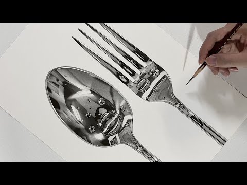 鉛筆画 スプーンとフォーク・Pencil Drawing Spoon & Fork