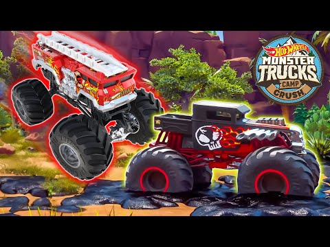 Monster Trucks Take on the Wildest Camp Crush Courses! + More Hot Wheels Monster Trucks Action!