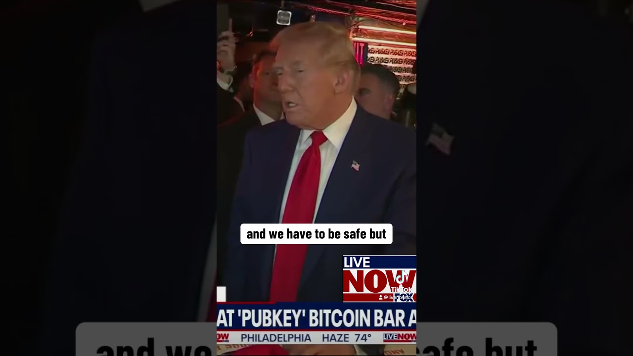 Trump speaks with supporters and reporters at Pubkey “Bitcoin-themed” bar