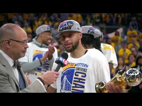 STEPHEN CURRY WINS THE FIRST EVER MAGIC JOHNSON WESTERN CONFERENCE FINALS MVP AWARD video clip
