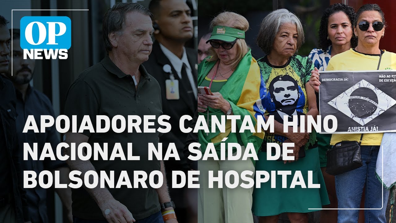 Apoiadores cantam o Hino Nacional para Bolsonaro em saída de hospital | O POVO News