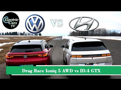 Drag Race Hyundai Ioniq  AWD vs VW ID.4 GTX - Electric Cars TV