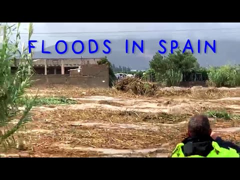 Impressive Flood Crossing a Road in Spain. September 2019