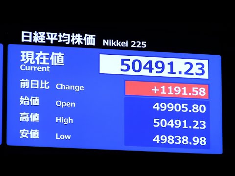 東京株、初の5万円台 米株高、米中対立緩和を好感