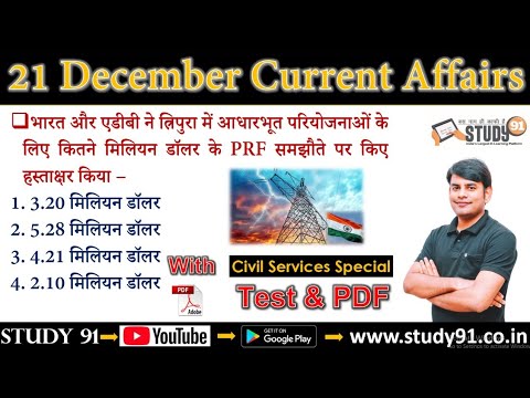 Daily Current Affairs 21 December 2020 in Hindi Test & PDF, Monthly Current Affairs Nitin Sir