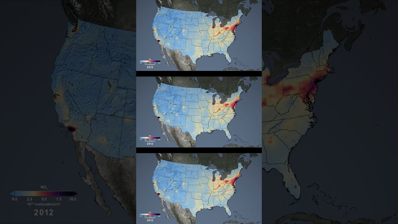 This animation shows the yearly average NO2 from 2005 to 2022. You can see the air get cleaner.