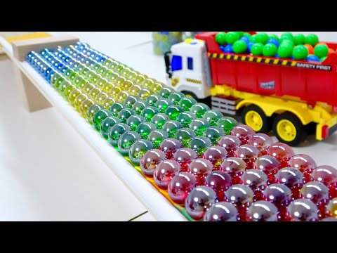 Marble Run ASMR ☆【Various wooden courses】Wooden Rail &  Marble Pack Rail, Truck 153