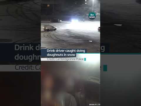 Drink driver caught doing doughnuts in snow #itvnews #peterborough #car