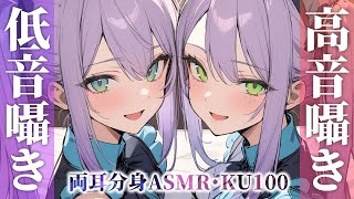 【ASMR/KU100】ず～っと両耳同時…低音と高音の囁きに挟まれる寝かしつけ♡Low & High Whispers【沙汰ナキア/睡眠導入