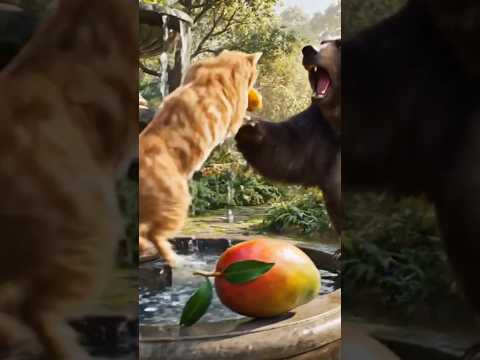 a cat vs bear _______#cat #shortvideos #viralvideo #animals #youtubeshorts
