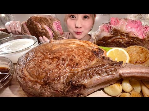ASMR Wagyu Tomahawk Steak 【Mukbang/ Eating Sounds】【English subtitles】