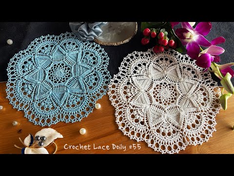 編み図を見ながら編む・レース編みドイリー No.55「冬めく星空」