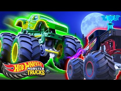 Hot Wheels Monster Trucks | Glow in the Dark Racing!