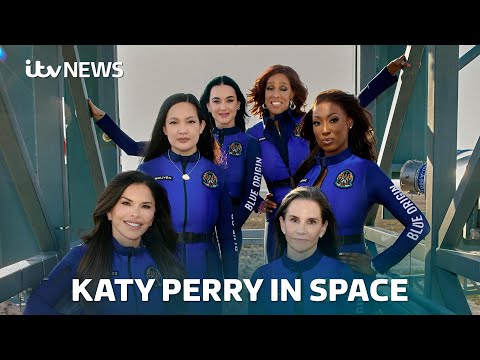 All-woman celebrity space crew arrives back on Earth| ITV News