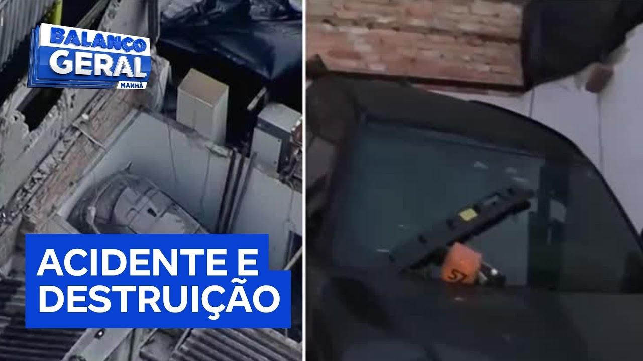 Carro que caiu em casa será retirado com guindaste