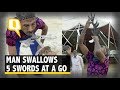 The Incredible Feat! Man From Pakistan Swallows 5 Swords At a Go