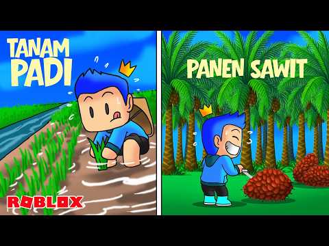 AKU JADI PETANI MENANAM PADI DI SAWAH DAN MEMANEN SAWIT DI DESA INDAH ROBLOX!!