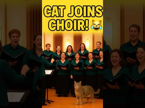 “Cat Joins Choir at the Perfect Moment 😂 Everyone Bursts Out Laughing! 🎶 #FunnyCat #Shorts#usacomedy