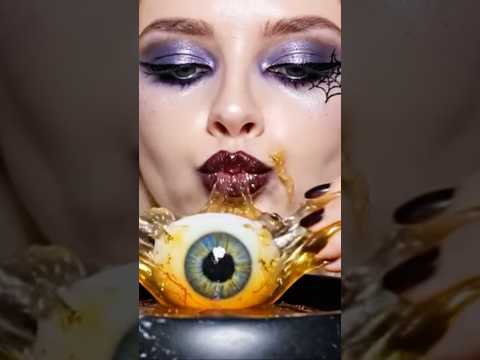 SLIME EYE 👁️ #aiasmr #mukbang #eating #aigenerated #halloweenasmr #halloween #eyes #slime