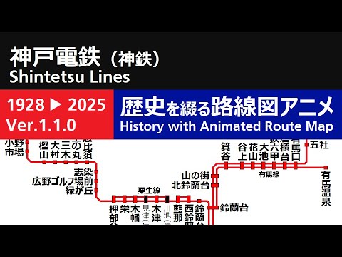 神戸電鉄（神鉄）　路線網の歴史（Ver.1.1.0）