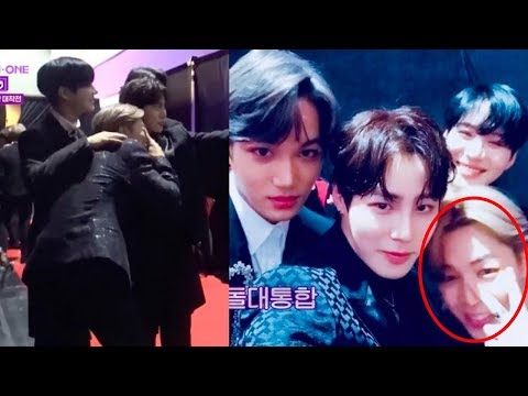 Ha Sung Woon runs into BTS's Jimin, EXO's Kai and SHINee's Taemin during 2017 MAMA on Wanna One