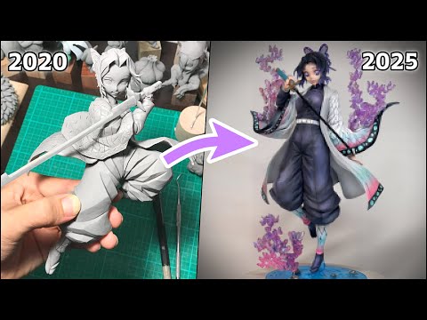【鬼滅の刃】5年ぶりに胡蝶しのぶのフィギュアを作ってみた【粘土】I made a Shinobu Kocho figure for the first time in 5 years.