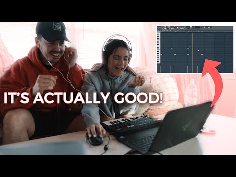 MY GIRLFRIEND TRIES MAKING A BEAT! *It actually sounds good*
