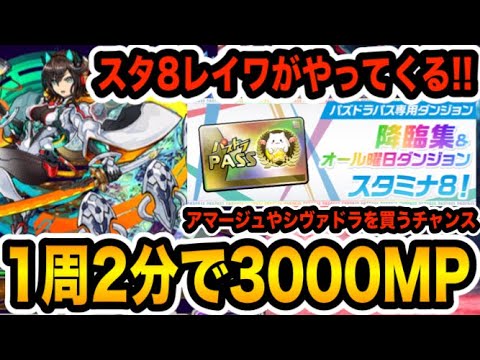 【モンポ稼ぎ】８月はレイワ降臨がアツい！スタミナ８でモンポが３０００稼げるぞ！！！【パズドラ】
