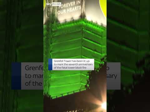 Grenfell Tower lit up for anniversary