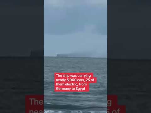Smoke rises from cargo ship fire in North Sea
