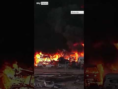 Hundreds of cars on fire after large blaze at junkyard in Texas