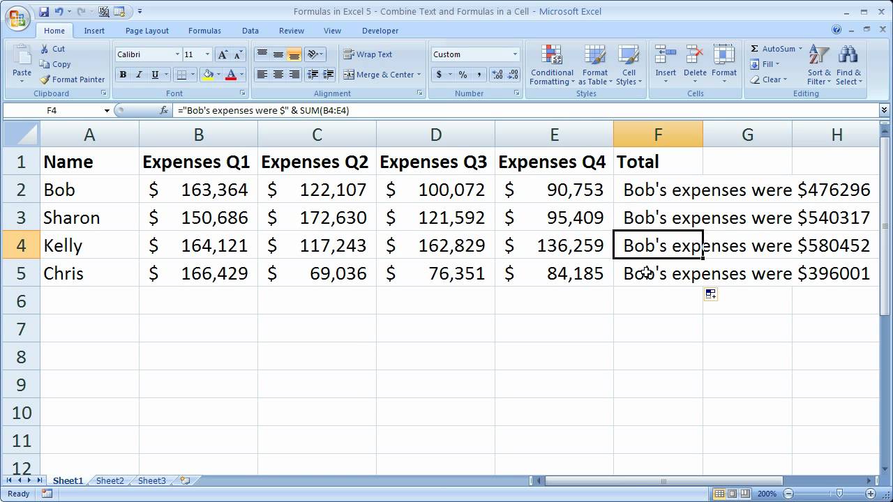 Functions Formulas In Excel 5 Combine Text And Formulas In A Cell 