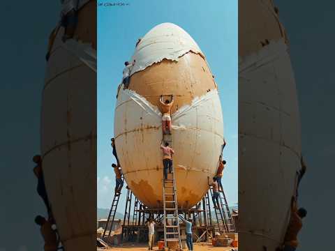 Mega Egg Peeling Challenge! 🤯 Workers Unleash the Giant Egg| #shorts #short #shortvideo #trending