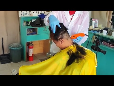 Girl's surprise shaved bob haircut✂️