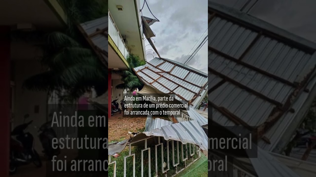 Telha de edifício cai e atravessa carro após tempestade de poeira em Marília São Paulo vídeo
