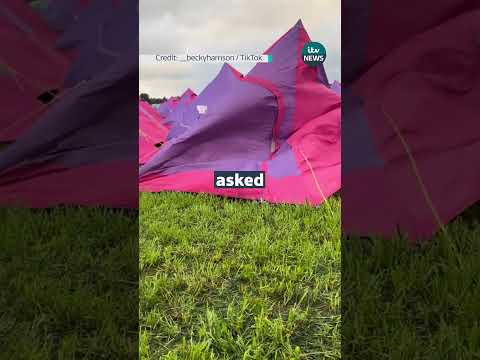 Leeds Festival urges campers to stay inside cars as tents sent flying #itvnews #weather