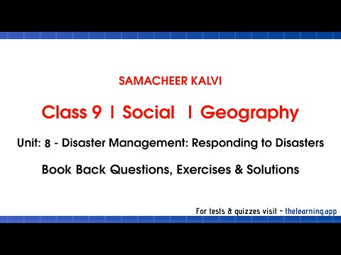 Disaster Management: Responding to Disasters | Unit 8  | Class 9 | Geography | Social | Samacheer