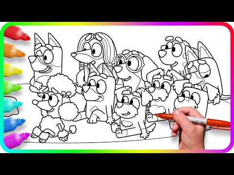 BLUEY Coloring Pages. Do you know How to color Bluey, Coco, Indy, Rusty and other School Friends?