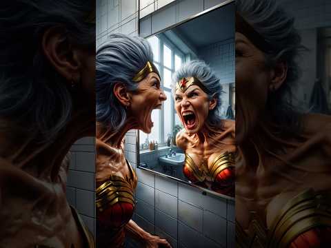 Wonder Woman’s Aging Spell: From Hero to Grandma! 🦸‍♀️👵✨ #shorts