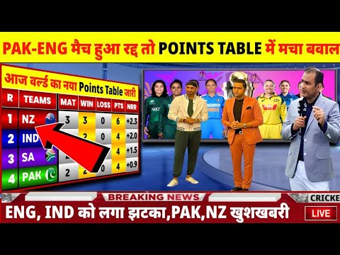 WOMEN'S WORLD CUP POINTS TABLE 2025: PAK W Vs ENG W मैच रद्द पॉइंट टेबल में मचा बवाल,IND,PAK खुशखबरी