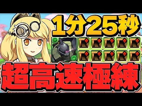 【時速最強】ゲルググ2枚で極練周回！ダンボ13+経験値バッチ！1周1分25秒で高速ランク上げ！【パズドラ】