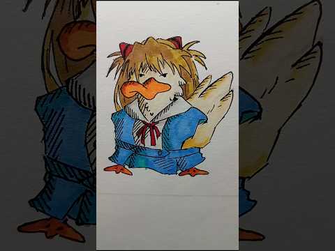 Día 164 | Pato Asuka #dibujo #pato #art #novia #draw #artist #azuka #evangelion #anime #memes #arte