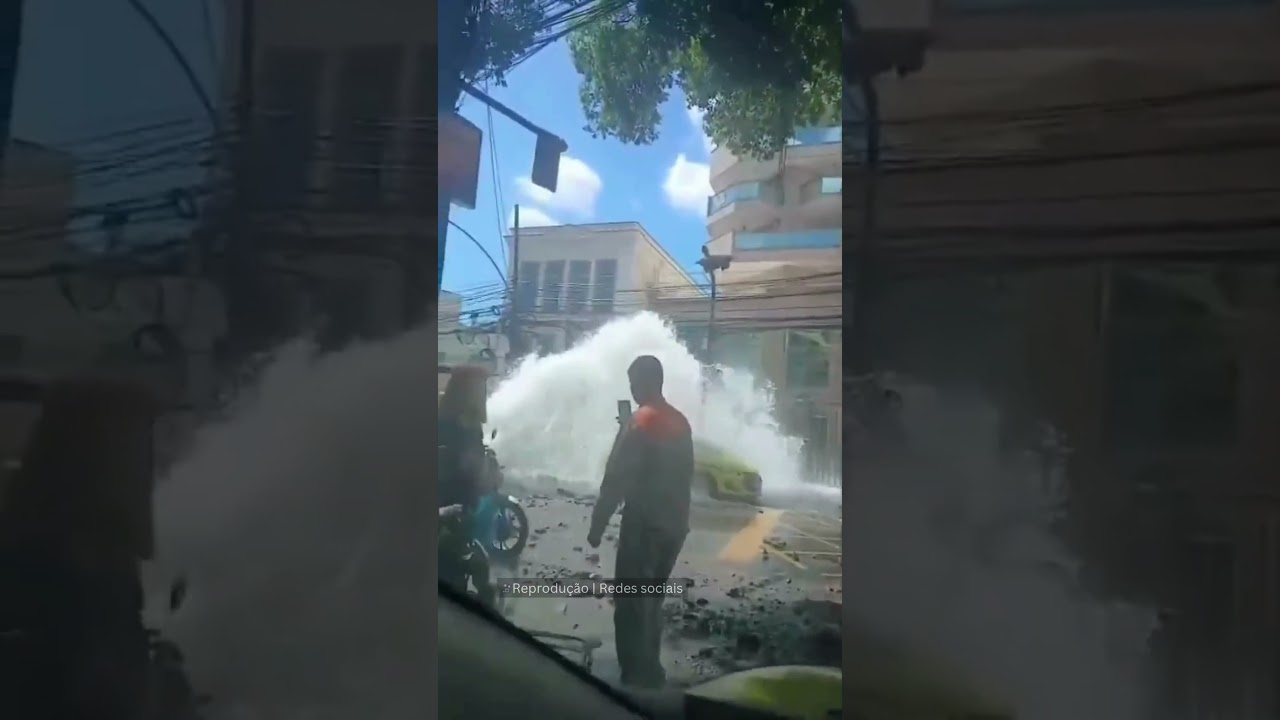 Tubulação de água se rompe em Botafogo e causa alagamento
